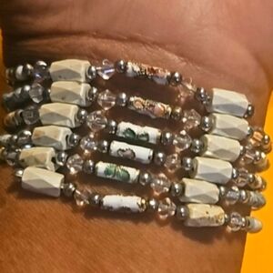 Vintage Pearlised Magnetic Beaded Convertible Necklace Bracelet Anklet, 38"